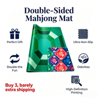 Tapis de Mahjong Double Face Luxe Violet/Rouge & Vert, Inodore, pour Tuiles de Mahjong, Cartes de Poker, Jeux de Table, Cadeau