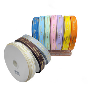 ริบบิ้นโกรเกรนสีสันสดใสขนาด 1.5 ซม. 5/8 นิ้ว พิมพ์โลโก้สีทอง สำหรับงานแต่งงานและของขวัญ ลดราคาพิเศษ - Product Image 4