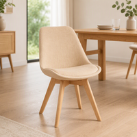 Chaise d'appoint de luxe moderne avec coussin en tissu gris et pieds en bois massif pour cuisine et hôtel - Fabricant, fournisseur, vente en gros
