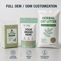 Arena para Gatos de Ajenjo Herbal Antibacteriana, Sin Polvo, Aglutinación Rápida, Marca Privada OEM, Venta al por Mayor para Tiendas de Mascotas y Minoristas