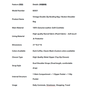 Sac bowling en cuir véritable à double fermeture éclair pour femme, style rétro Y2K, sac à main Boston, sac à bandoulière, sac à main en cuir de vache souple, streetwear, <span class=keywords><strong>B2021</strong></span> - Product Image 6