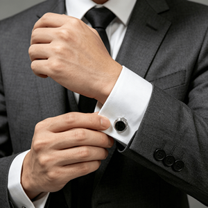 Boutons de manchette en émail argent et noir pour chemise de ville, cadeaux pour hommes - Product Image 5