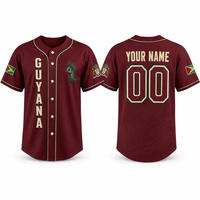 Maillot de baseball personnalisé brodé avec motif oiseau et drapeau nationaux de la Guyane, conception OEM POD, nom et numéro d'équipe personnalisés, haut pour homme