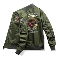 Blouson aviateur MA-1 pour homme, style motard, broderie épaisse, 100 % nylon, coupe-vent, décontracté, printemps-automne