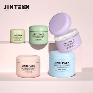Nouveauté JINTE : Pots ronds en PET vert givré avec couvercle blanc à vis, logo personnalisé pour crème visage et <span class=keywords><strong>baume</strong></span> nettoyant - Product Image 5