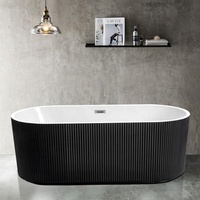 Baignoire autoportante ovale moderne en acrylique strié blanc pur, avec accoudoirs, écologique, portable, pour usage hôtelier