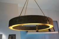Yihao Moderne Simplicité Grand Lustre Linéaire Pendentif Personnalisé Or Cercle Conception pour Salle À Manger et Salon Lampe De Taille Moyenne