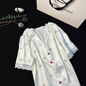 S3947R New Thin Ice Silk Three-piece Suit Internet Celebrity Cherry High-grade Ladies Home Clothes - Product Image 4