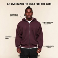 Vente en gros de sweats à capuche surdimensionnés pour hommes, personnalisés, en molleton brossé épais, fermeture éclair intégrale, OEM, marque privée