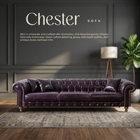 Burgunderrotes Traditionelles Chesterfield Ledersofa mit Knopfheftung Dreisitzer Wohnzimmer-Couch mit Ziernieten Lounge-Möbel Holzbeine