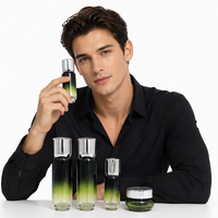 Botol Parfum Kaca Oktagon Bening 40ml Mewah Kosong untuk Attar Minyak Atsiri, Wadah Isi Ulang, Kemasan Parfum Emas
