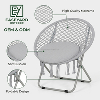 Chaise Bohème avec structure métallique pliable, 100% coton, faite à la main, chaises rondes confortables, chaise exquise et confortable pour la chambre à coucher, le salon