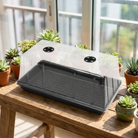 Plateau de semis avec fond en PVC et couvercle en PC, plateau plat avec dôme d'humidité et aérations pour la germination et la propagation des plantes en pépinière et en serre
