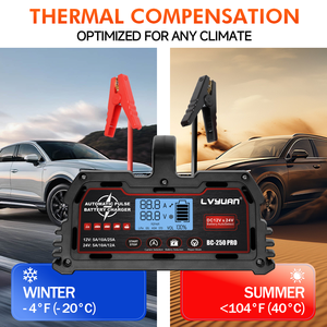 <span class=keywords><strong>Chargeur</strong></span> de <span class=keywords><strong>batterie</strong></span> de voiture intelligent <span class=keywords><strong>professionnel</strong></span> 12V/24V avec écran LCD et protection contre l'inversion de polarité pour camions et SUV - Product Image 5