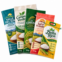 Sac à riz en polypropylène tissé laminé de haute qualité, de qualité alimentaire, imprimé, pour emballage de riz de 5 kg, 10 kg, 20 kg avec poignée