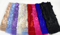 Offre Spéciale américain 3D Big Flower Red Lace Fabrics for Wedding Party Dress New Fashion African French Net Lace Fabrics With Beads