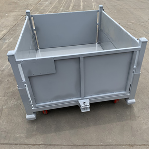 Bac de stockage pliable robuste en acier pour entrepôt, conteneur de manutention métallique à panneaux solides - Product Image 3