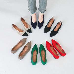 Chaussures <span class=keywords><strong>bateau</strong></span> plates confortables et décontractées à bout pointu en tricot, avec semelle intérieure respirante et semelle extérieure en caoutchouc, modèle à enfiler pour toutes les saisons - Product Image 4