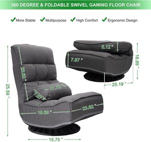 Silla de salón <span class=keywords><strong>plegable</strong></span> ajustable, sillón giratorio de 360 grados para juegos con almohada - Product Image 5
