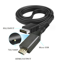 Adaptateur PS2 vers HD-MI pour la connexion à la console de jeu, câble de conversion de câble haute définition TV, câble de conversion de jeu PS2 vers HD-MI