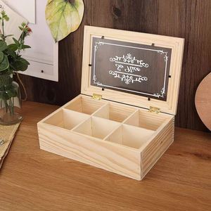 Wooden <b>Pine</b> Storage <b>Box</b> Square With Lid And Compartments Desktop Organizer Natural Wood Color - Product Image 1