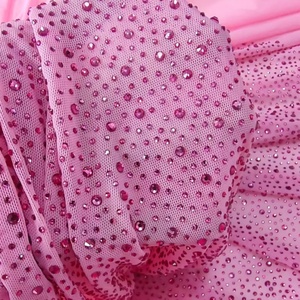 Usine de Guangzhou personnalisé <span class=keywords><strong>Fushia</strong></span> <span class=keywords><strong>rose</strong></span> gelée strass tissu incrusté de diamants garniture en strass - Product Image 1