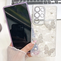 Étui de luxe papillon diamanté pour iPhone 17 Air 16E 16 15 14 13 Pro Max, coque IMD plaquée brillante avec protection d'objectif d'appareil photo