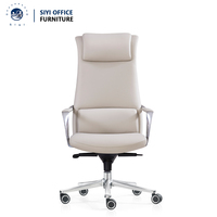 Chaise de bureau exécutive ergonomique moderne à dossier haut en cuir, pivotante à 360°, hauteur réglable, cadre en bois, inclinable, base en aluminium, garantie 6 ans