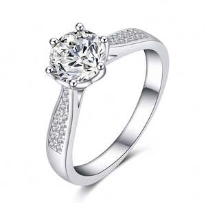 925 versilberte Versprechen Ringe Frauen Probe Ehering Designs Cz Diamant Ring Hochzeit - Product Image 2