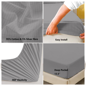 5% Bạc sợi bông dẫn điện giường được trang bị tấm chống vi khuẩn tấm với dây nối đất - Product Image 6