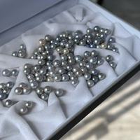 Perles Akoya Mabe des mers du Sud de 6-7 mm, tons argentés-bleus, rondes, légères imperfections, perles en vrac, bijoux DIY, super brillance