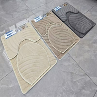 Tapis de bain carré moderne en polyester jacquard épais antidérapant avec support TPR, couleurs personnalisables, lavable en machine pour la maison