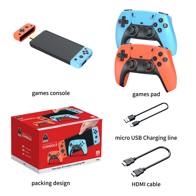 M68 4K ultra HD Video Gaming Console 64G TF Card Support 20000+ Games 30+ Simulator Retro Classical Gaming Pad Controller