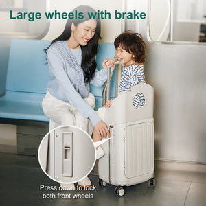 Premium Travel Case CE RoHS 20 24 Inch Aluminum Frame PC Material Side Open USB Charging Port Luggage Rideon Seat for Kids - Product Image 2