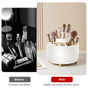 Porte-brosses et bijoux rotatif à 360° en <span class=keywords><strong>plastique</strong></span> moulé par injection, minimaliste, peu encombrant, à compartiments divisés, pour la coiffeuse - Product Image 6