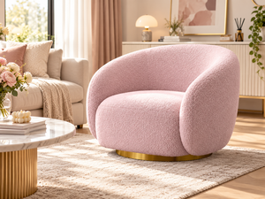 Luxury Pink Boucle Accent <b>Chair</b> Comfortable Single Sofa <b>Chair</b> for <b>Living</b> <b>Room</b> Bedroom Hotel - Product Image 1