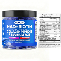 Complément alimentaire en gommes 6 en 1 NAD+ Berberine Biotine Collagène Zinc Vitamine D 1500 mg Gestion de l'énergie 60 gommes