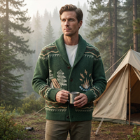 Cardigan en tricot d'hiver pour homme de qualité supérieure |   Laine épaisse anti-boulochage |   Esthétique Old Money |   Logo personnalisé OEM/ODM Faible MOQ