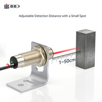Capteur de proximité photoélectrique à réflexion diffuse Laser Lipoo PNP NO/NC à boîtier métallique, connexion directe, distance de détection 50 cm