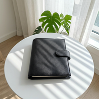 Organiseur de budget Y&G A6 en cuir de litchi de luxe avec couverture de planificateur à feuilles mobiles, multi-poches souples, personnalisable, à forte réutilisation