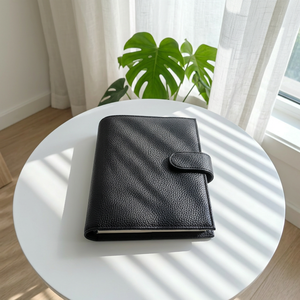 Organiseur de budget Y&G A6 en cuir de litchi de luxe avec couverture de planificateur à feuilles mobiles, multi-poches souples, personnalisable, à forte réutilisation - Product Image 2