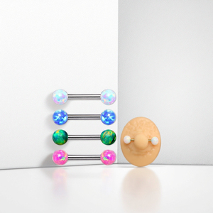 <span class=keywords><strong>Piercing</strong></span> <span class=keywords><strong>chirurgico</strong></span> in <span class=keywords><strong>acciaio</strong></span> filettato internamente bilanciere opale palla anello per capezzolo 14G seno capezzolo anello moda per il corpo gioielli - Product Image 2