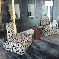 Fauteuil lounge italien de luxe léger en tissu pied-de-poule, fauteuil individuel pour hôtels et projets d'aménagement intérieur
