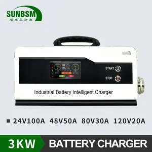 Carregador de bateria lifepo4 3kw 24v 100a, chumbo ácido