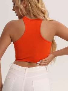 Débardeur de sport pour femme de haute qualité avec logo personnalisé, en maille côtelée unie, respirant, à séchage rapide, pour le yoga - Product Image 4