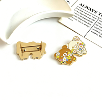 Accessoires de maroquinerie DIY : Plaque métallique décorative personnalisée avec logo de marque, motif petit ours en résine, pour sacs et vêtements
