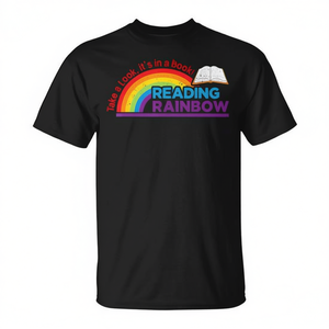 T-shirt Reading Rainbow dal design vintage, unisex, girocollo, manica corta, per il ritorno a scuola, laurea - Product Image 2