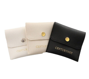 Bolsa de joyería con hebilla oscura antioxidante personalizada, bolsa de embalaje con textura de cuero PU mate para anillos, collares, pulseras - Product Image 2