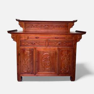 Gabinete de Adoración de Dos Niveles de Madera Huong, Mai Truc, para Decoración de Santuario Budista - Color Marrón Rojizo - Product Image 3