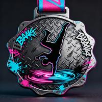 Médaille de Danse Tendance Personnalisable avec Design Néon Coloré – Souvenir pour Collectionneurs, Bboy, Bgirl, Équipe de Danse, Médaille de Récompense pour Compétition de Danse